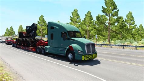 Transporting Log Harvester Kenworth T680 American Truck Simulator