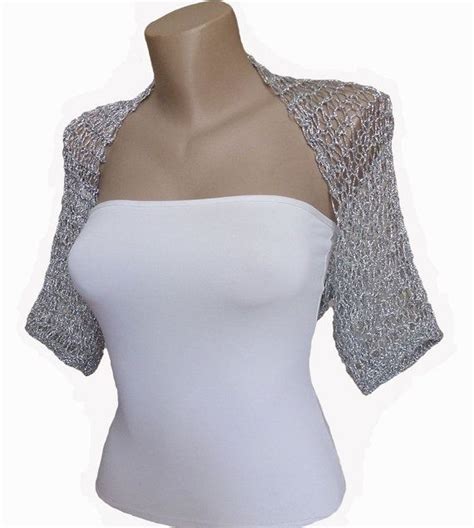 Knit Silver Bolero Wedding Bolero Shrug Sleeves Jacket One Etsy