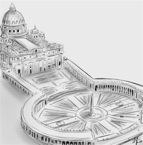 Artstation Sketch Of St Peters Basilica In The Vatican