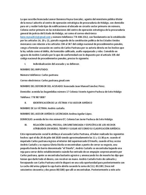 Escrito De Acusación Pdf Homicidio Jurisprudencia Médica