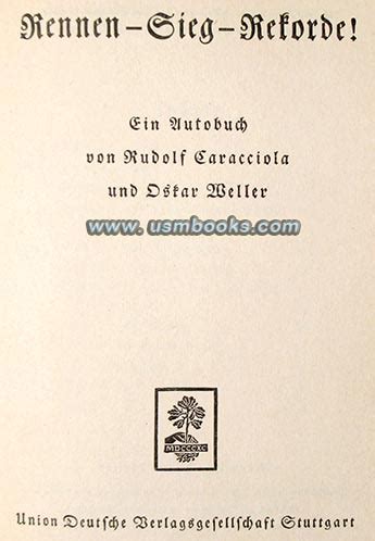 1939 Nazi Auto Racing Book Rudolf Caracciola
