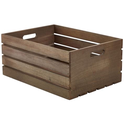 Genware Dark Rustic Wooden Crate 41 X 30 X 18cm Crates MBS Wholesale