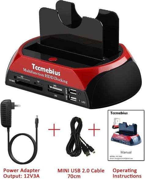 Hard Drive Docking Station Tccmebius Tcc S862 Us Usb 20 To 25 35 Inch Sata Ide Dual Slots