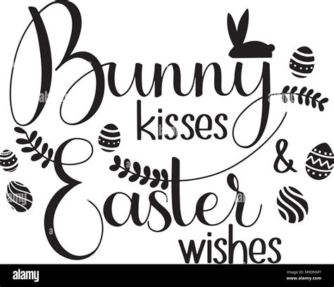 Bunny Kisses And Easter Wishes Lettering Happy Easter Colorful