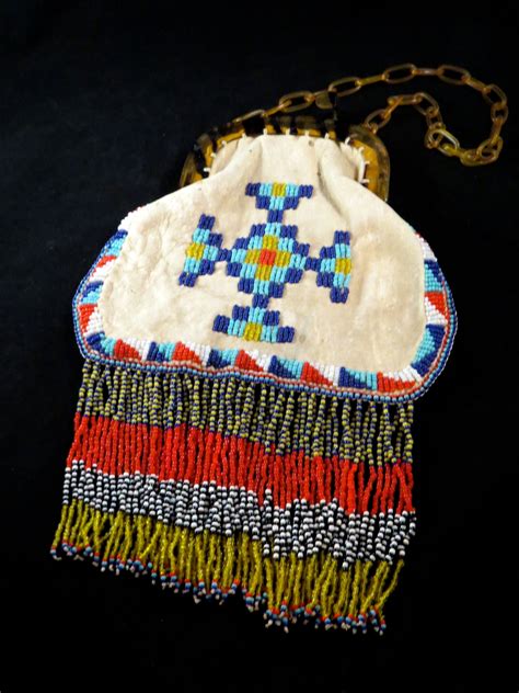 1920s Apache Beaded Deerskin Purse Native American Beadwork Native