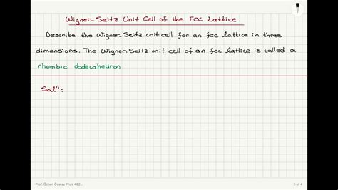 Wigner Seitz Unit Cell Of The FCC Lattice YouTube