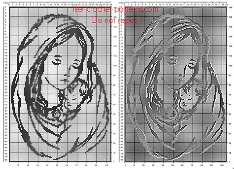 The Virgin And Child Free Filet Crochet Pattern Size 105 X 150 Squares