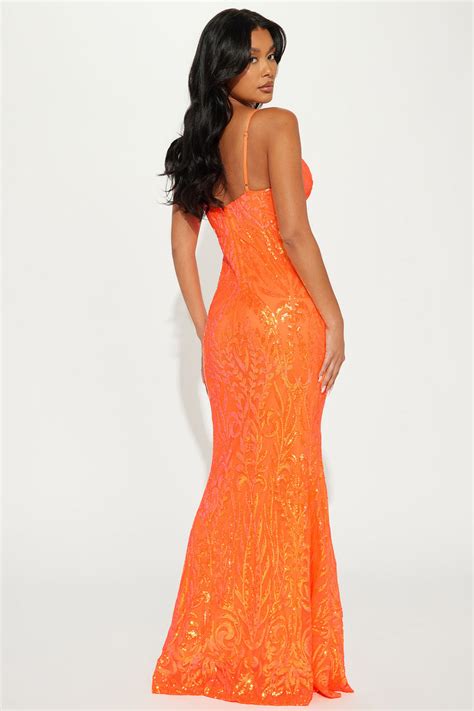 Elsa Sequin Gown Orange Fashion Nova Dresses Fashion Nova