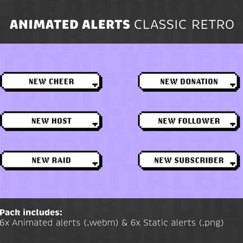 Animated Alerts For Streaming Classic Retro Twitch Alerts Etsy