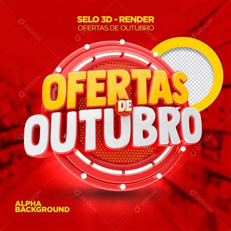 Ofertas De Outubro Selo 3D Amarelo Vermelho e Branco para Composição