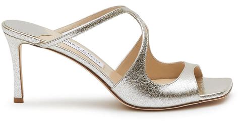 Jimmy Choo Anise 75 Glitter Leather Sandals In Metallic Lyst