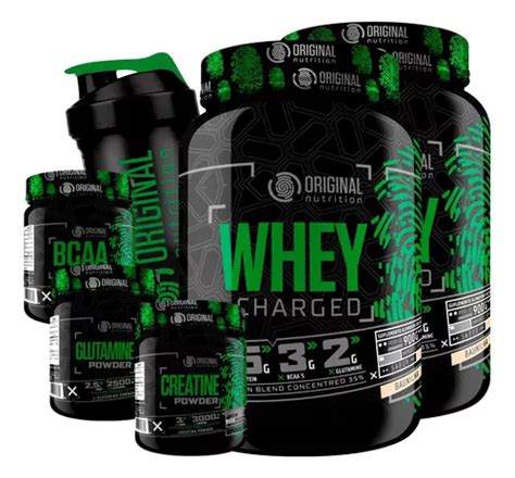 Combo X Whey Charged Glutamina Bcaa Creatina Shaker Mercadolivre