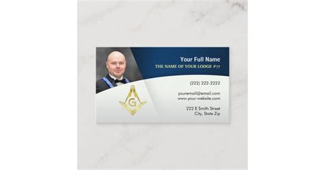 Photo Freemason Business Cards Navy Blue Gold Zazzle