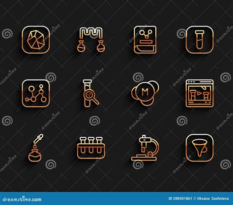 Set Line Test Tube And Flask Salt Stone Microscope Funnel Or Filter