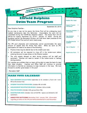 Fillable Online Enfield Dolphins Swim Team Program Fax Email Print