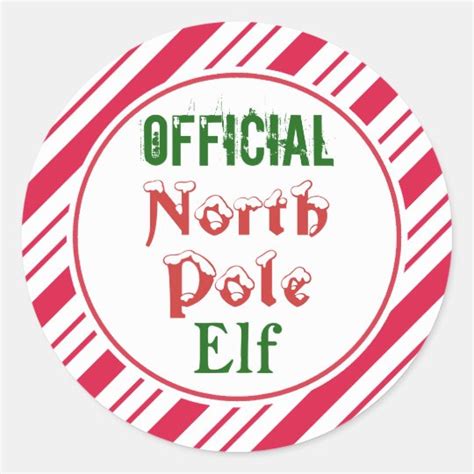 Funny Official North Pole Elf Christmas Stickers