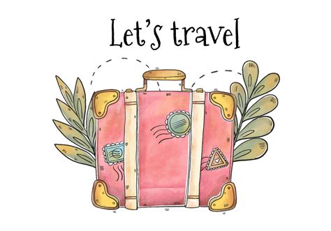 Hand Drawn Pink Suitcase For Tourism Day Vector Choose From Thousands