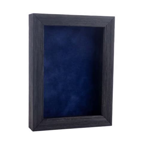 5x7 Shadow Box Frame Barnwood Black Wood 1 Depth Navy Blue Suede Backing Uv Acrylic 5x7