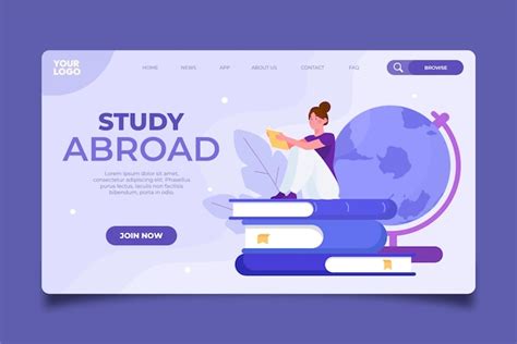 Free Vector Study Abroad Landing Page Template