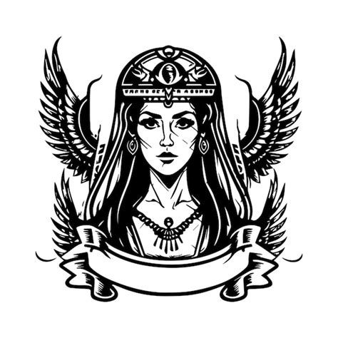 Premium Vector Beautiful Egyptian Cleopatra Logo Hand Drawn Ilustration