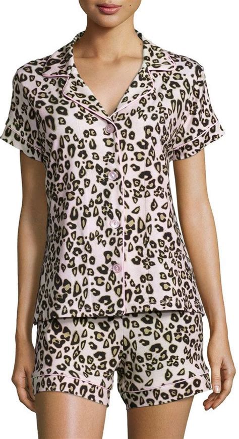 Bedhead Call Of The Wild Printed Shorty Pajama Set Pink Leopard