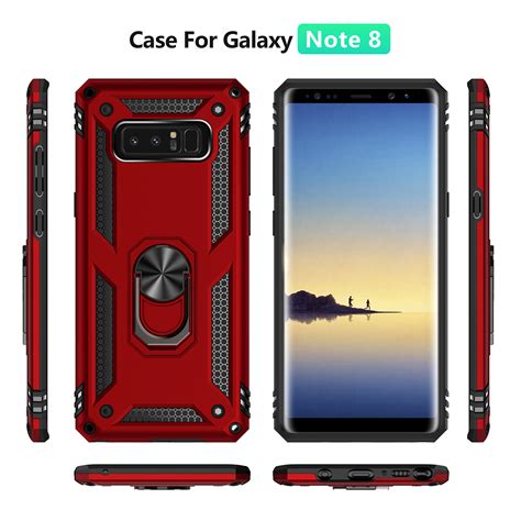 تسوق Galaxy Note 8 Case Dual Layer Tough Rugged Ring Holder Stand Armor Shockproof Drop