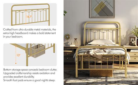 Yaheetech 2pcs Twin Size Metal Bed Frame With Vintage