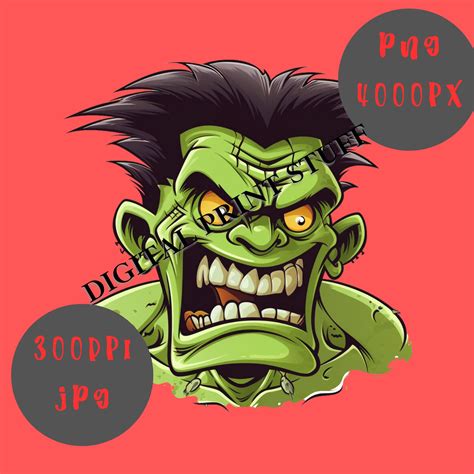 Set of 4 Halloween Monster Clip Art in PNG and JPG, 300dpi Spooky ...