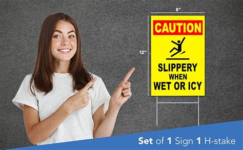 Amazon Caution Slippery When Wet Or Icy 8 X 12 Double Sided