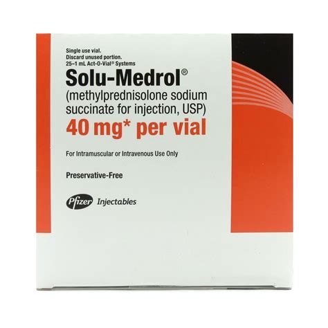 Solu Medrol Act O Vial 40mg ML SDV Preservative Free 1mL Vial McGuff