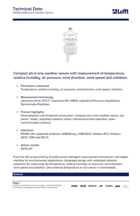 Compact Weather Sensor Meteo Compact Station HDMCS 100 Manufacturer