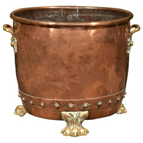 Vintage Copper Planter Copper And Iron Cover Copper Flower Pot Planter With Handles Rose