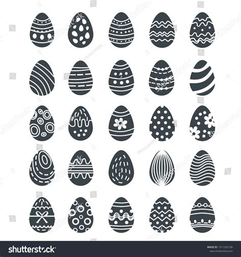 Big Easter Egg Silhouette Set Isolated Stock Vector Royalty Free