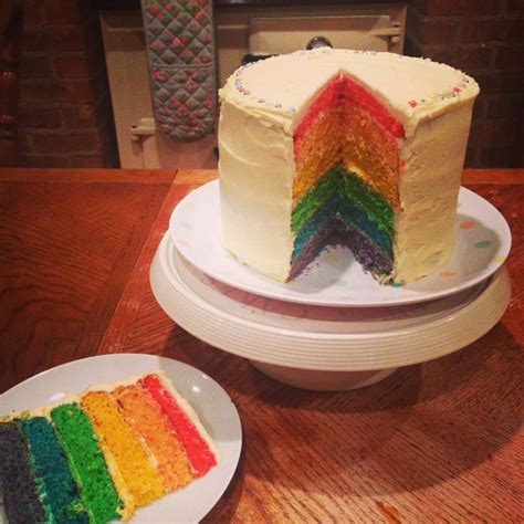 My Rainbow Cake Using A Mary Berry Sponge Recipe With Wilton Food Colouring Added Yum Yum