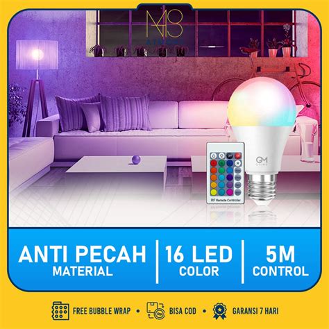 Jual Lampu Bohlam Rgb Warna Warni Led E Bahan Abs Anti Pecah Free