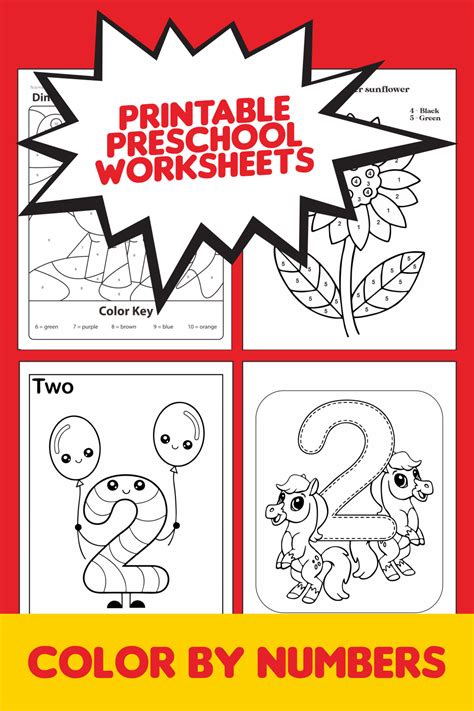 Free Printable Color By Number Worksheets For Kindergarten Tulamama