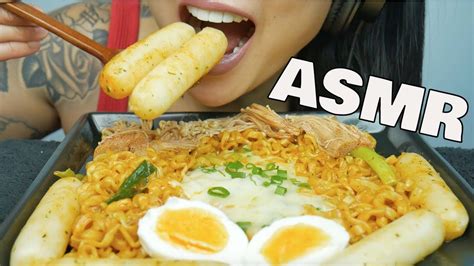 Asmr Spicy Noodles Cheesey Rice Cakes Eating Sounds Sas Asmr