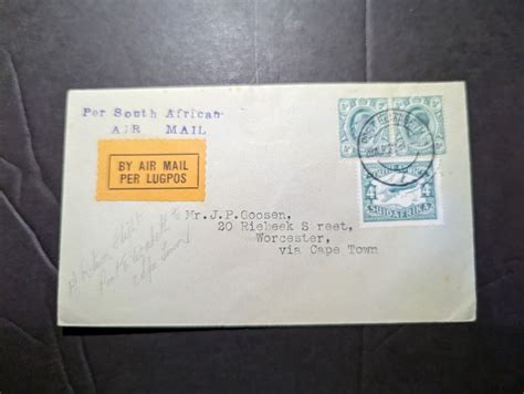 1931 South Africa Airmail First Flight Cover FFC Port Elizabeth To