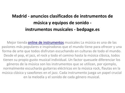 Ppt Madrid Anuncios Clasificados De Instrumentos De M Sica