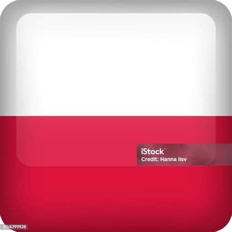 Polish Flag Button Square Emblem Of Poland Vector Poland Flag Symbol Colors And Proportion