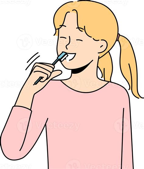 Smiling Girl Brushing Teeth 21468847 Png