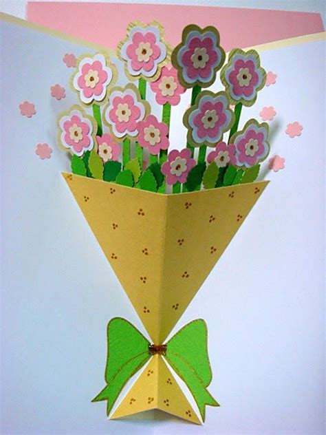 Bouquet Of Flowers Pop Up Card Template Mothers Day Pop Up Card