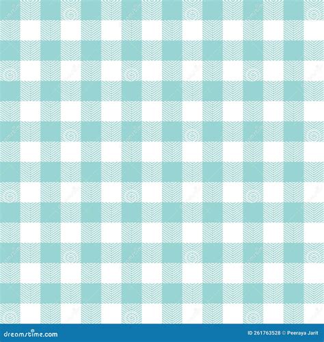 Gingham Pattern In Desaturated Cyan Herringbone Textured Seamless