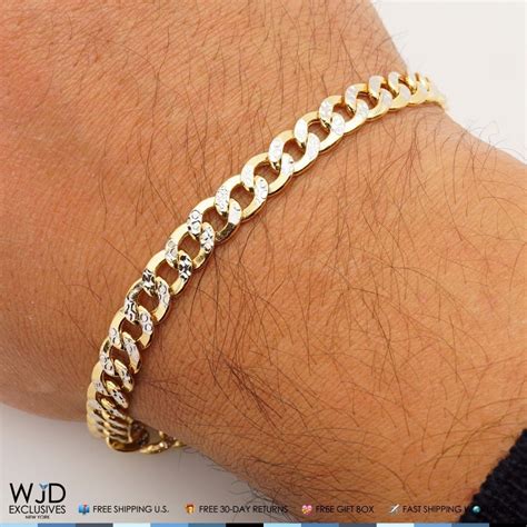 14k Solid Yellow Gold 67mm Wide Cuban Curb Link Diamond Cut Mens Bracelet 8 Ebay