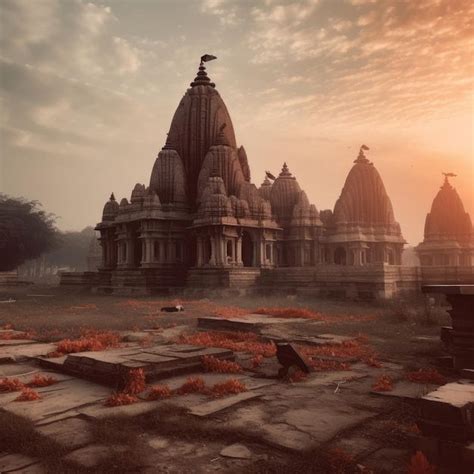 Cinematic Shot Of Ram Mandir Premium Photo