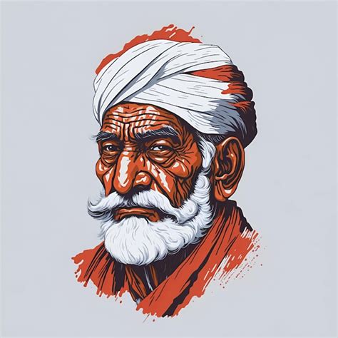 Premium Vector Indian Old Man Indian Villager Vector Illustration