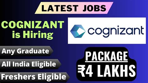 Cognizant Is Hiring Package 4 Lakhs Freshers Any Graduate