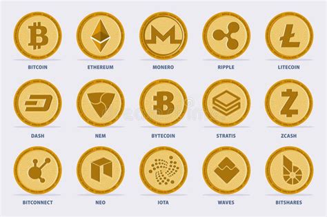 9 Principais Logotipos De Criptomoeda Em Cores 3D Ilustração do Vetor