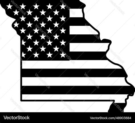 Missouri state map shape with usa flag Royalty Free Vector