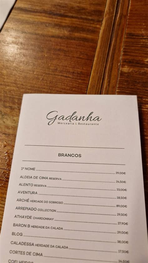 Menu At Gadanha Mercearia Restaurant Estremoz